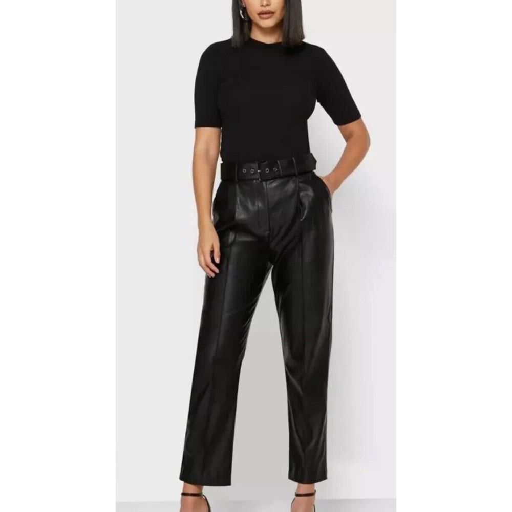 Ted‎ Baker Women's Kayden Faux Leather Belted Trousers Size 6us / 2